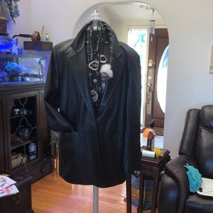 Plus size Denim & Co leather coat 1X Brown, soft,clean, great shape. Smoke free